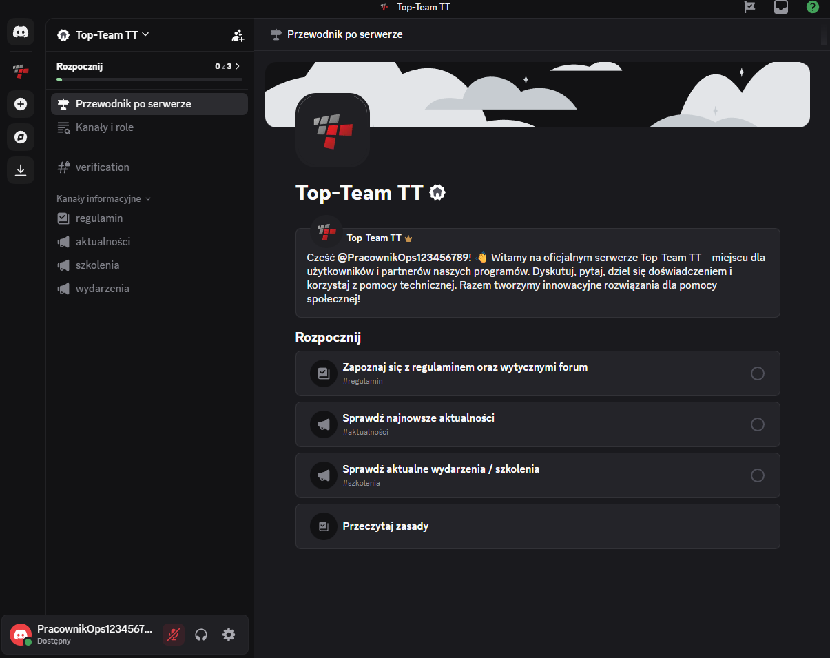 Przewodnik Discord - kanał z pełnym regulaminem