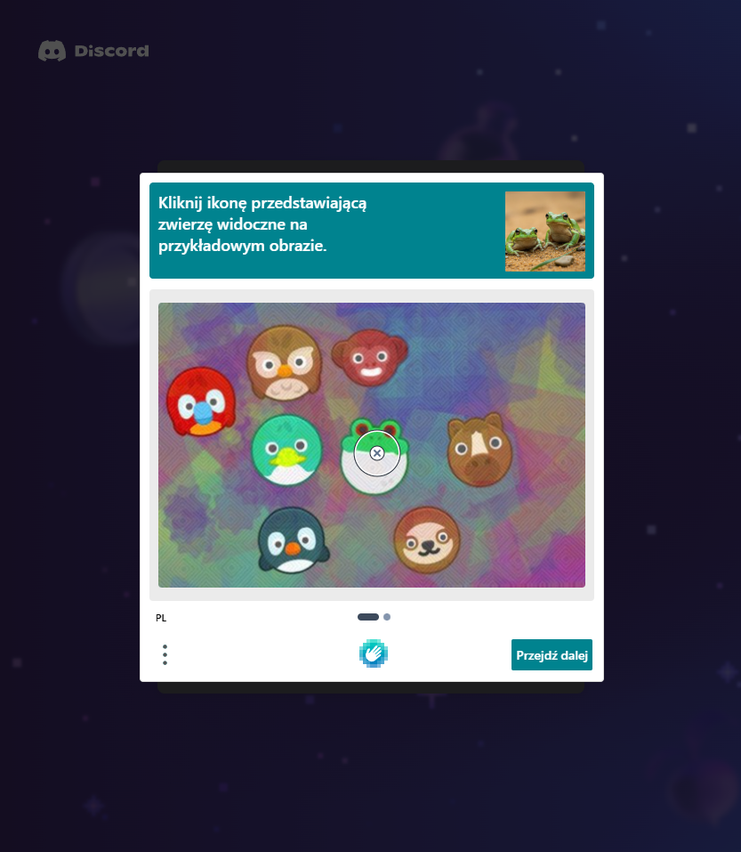 Rejestracja Discord - wykonywanie zadania captcha