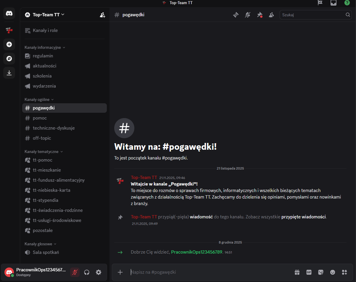 Zmiana nazwy Discord - kliknięcie na swoją ikonkę w lewym dolnym rogu