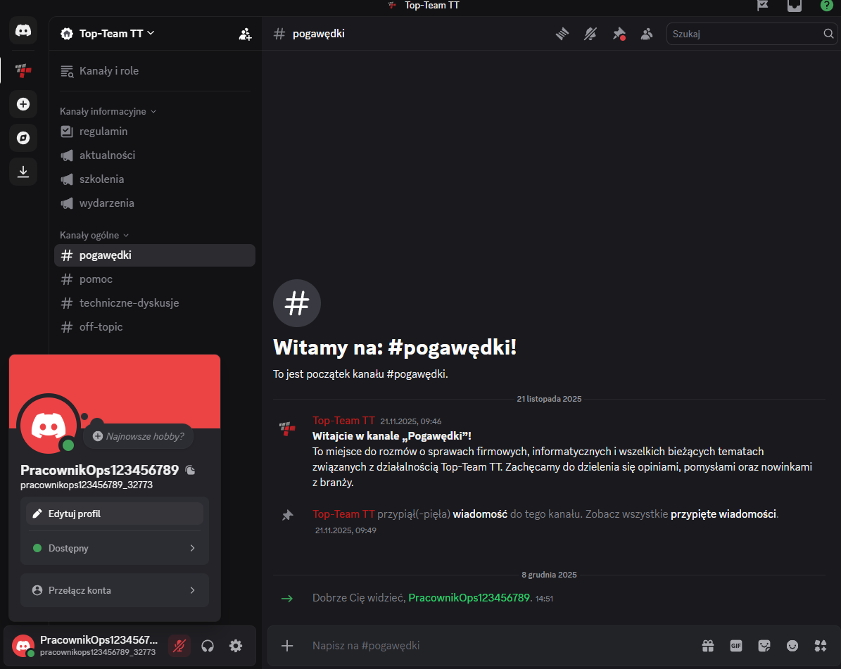 Zmiana nazwy Discord - wybór opcji Edytuj profil